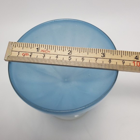 Blue Art Decor Raised Pedestal Platter Plate Cake Stand Wt 4 Ice Cream Wine Cups - Picture 6 of 12